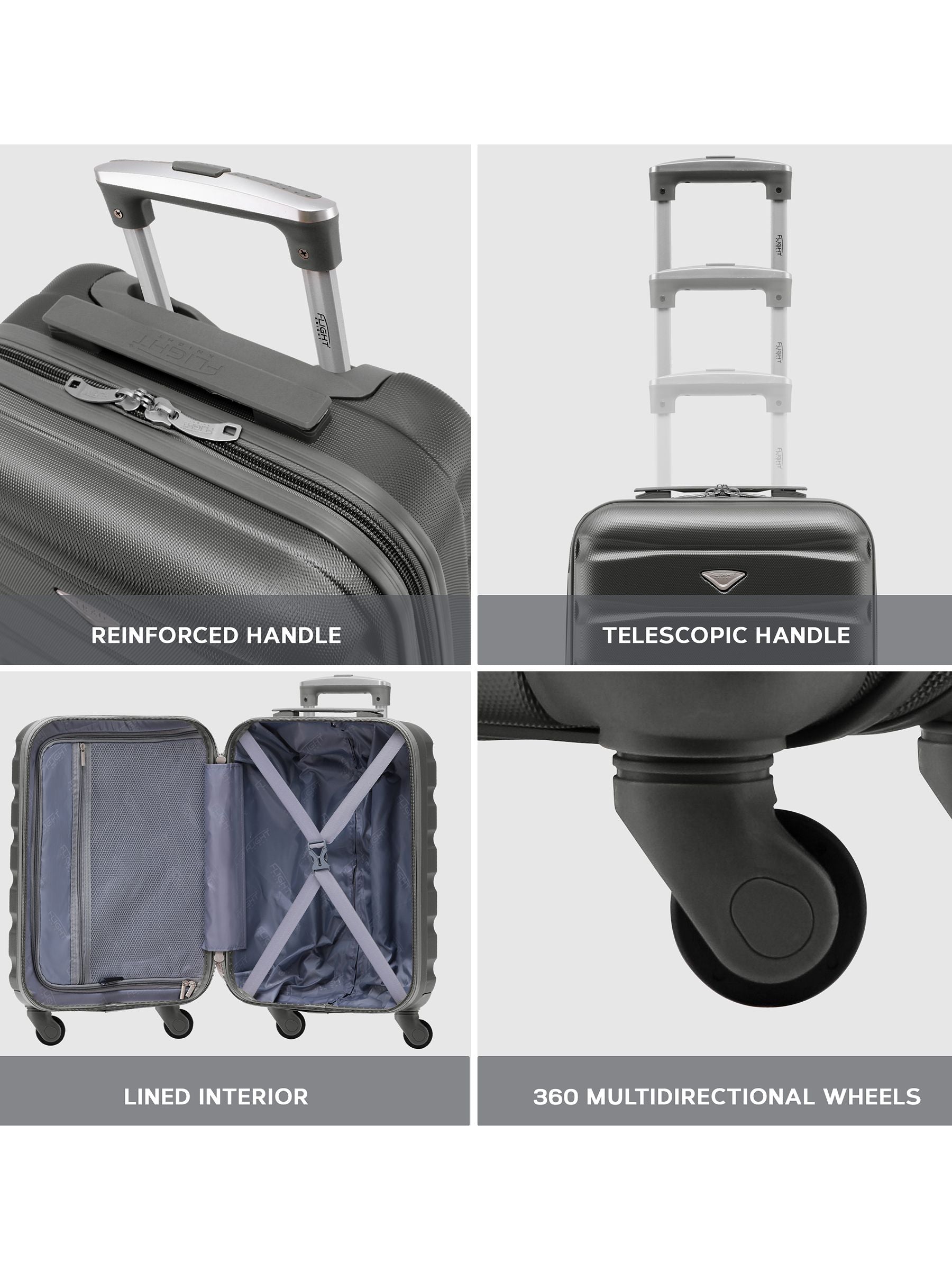 Flight Knight charcoal suitcase set of 2, imported from the UK