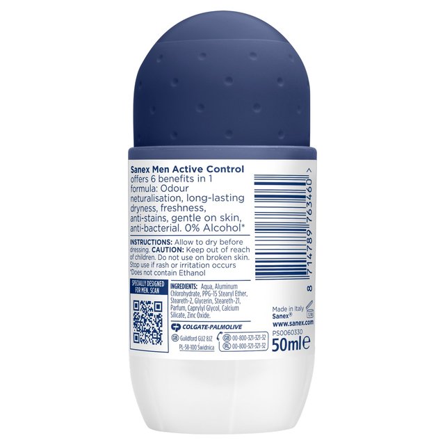 Sanex Men Active Control Antiperspirant Roll On Deodorant   50ml