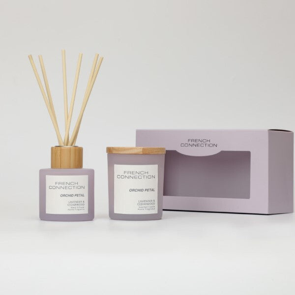 French Connection Orchid Petal diffuser and candle gift set, UK version