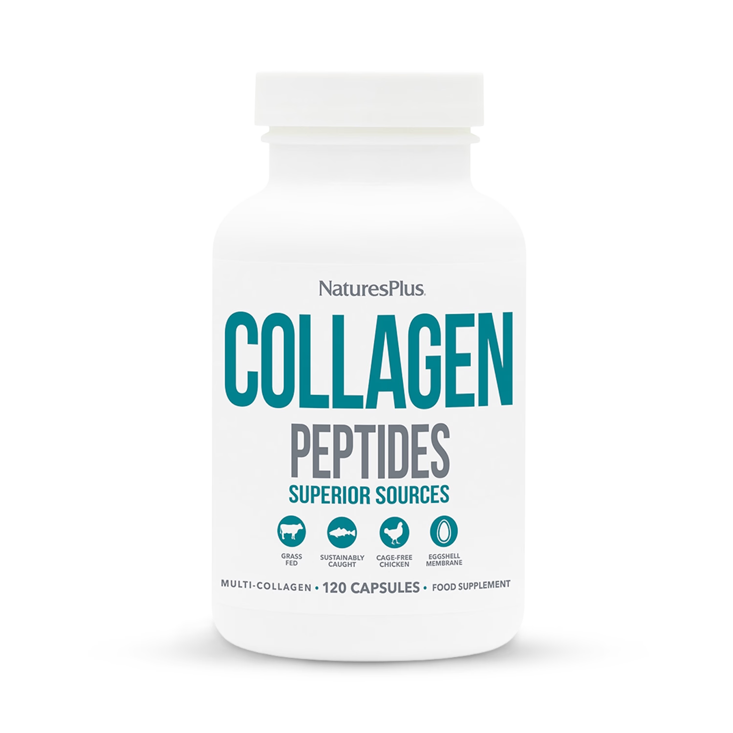 NaturesPlus collagen supplement with vitamin C 120 capsules (British brand)