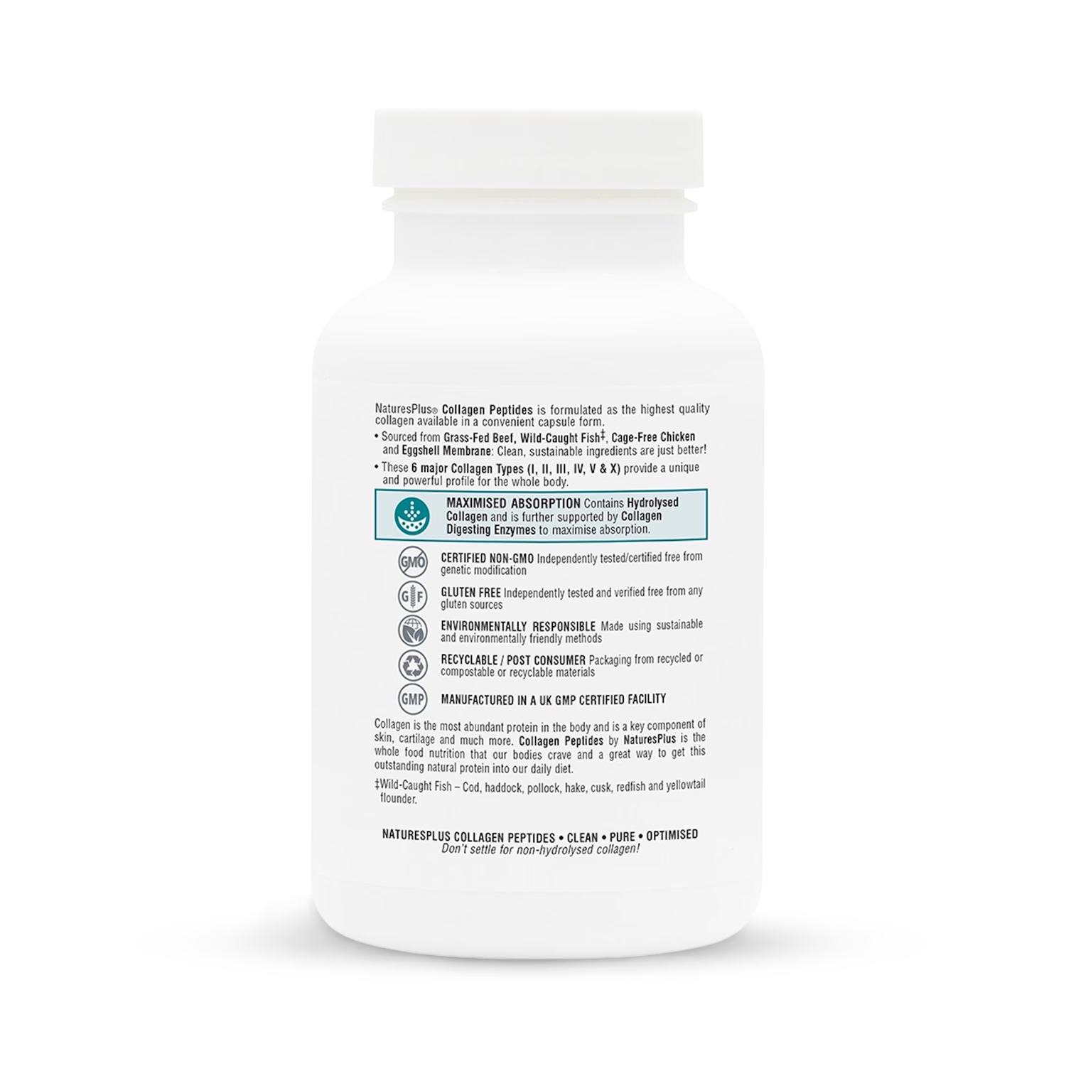 NaturesPlus collagen supplement with vitamin C 120 capsules (British brand)