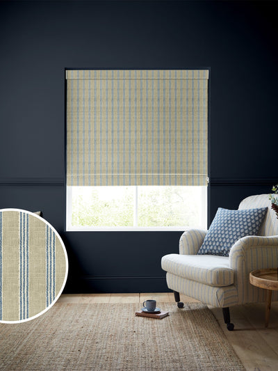 Next Emily Bond Indigo Blue George Stripe Roman Blind- Buy online at McGrocer