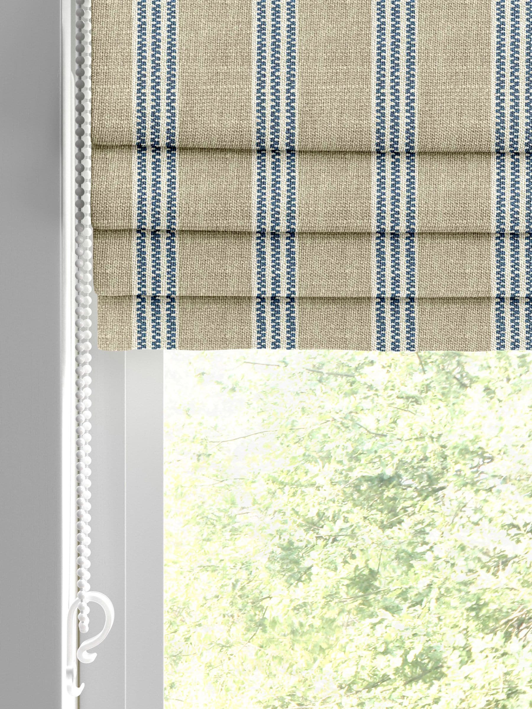 Emily Bond Indigo Blue George Stripe Roman blind, UK version