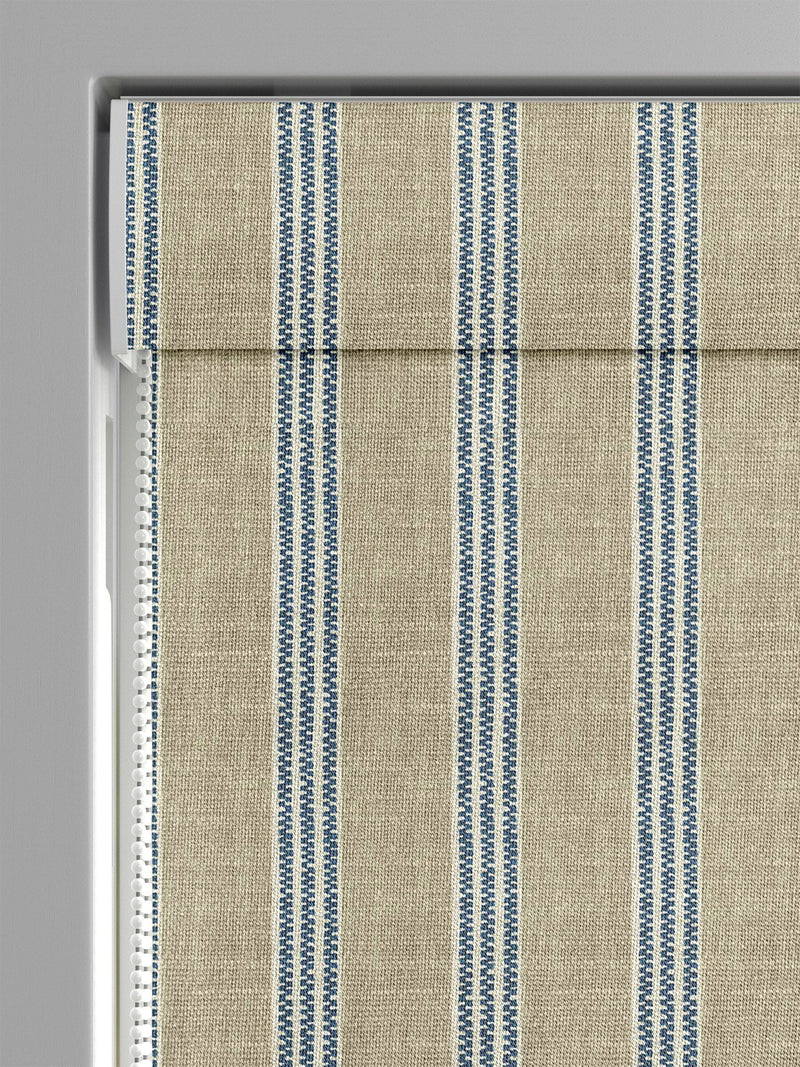 Emily Bond Indigo Blue George Stripe Roman blind, UK version