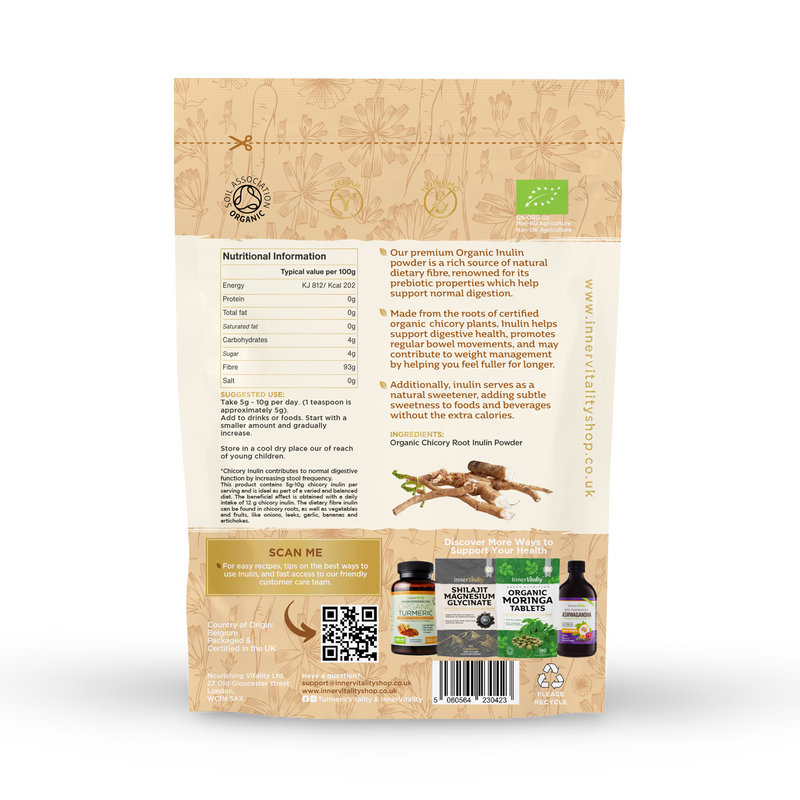 Inner Vitality organic inulin powder 250g, UK version