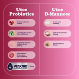 Extracted Utee urinary tract supplement with D-Mannose and probiotics - British product