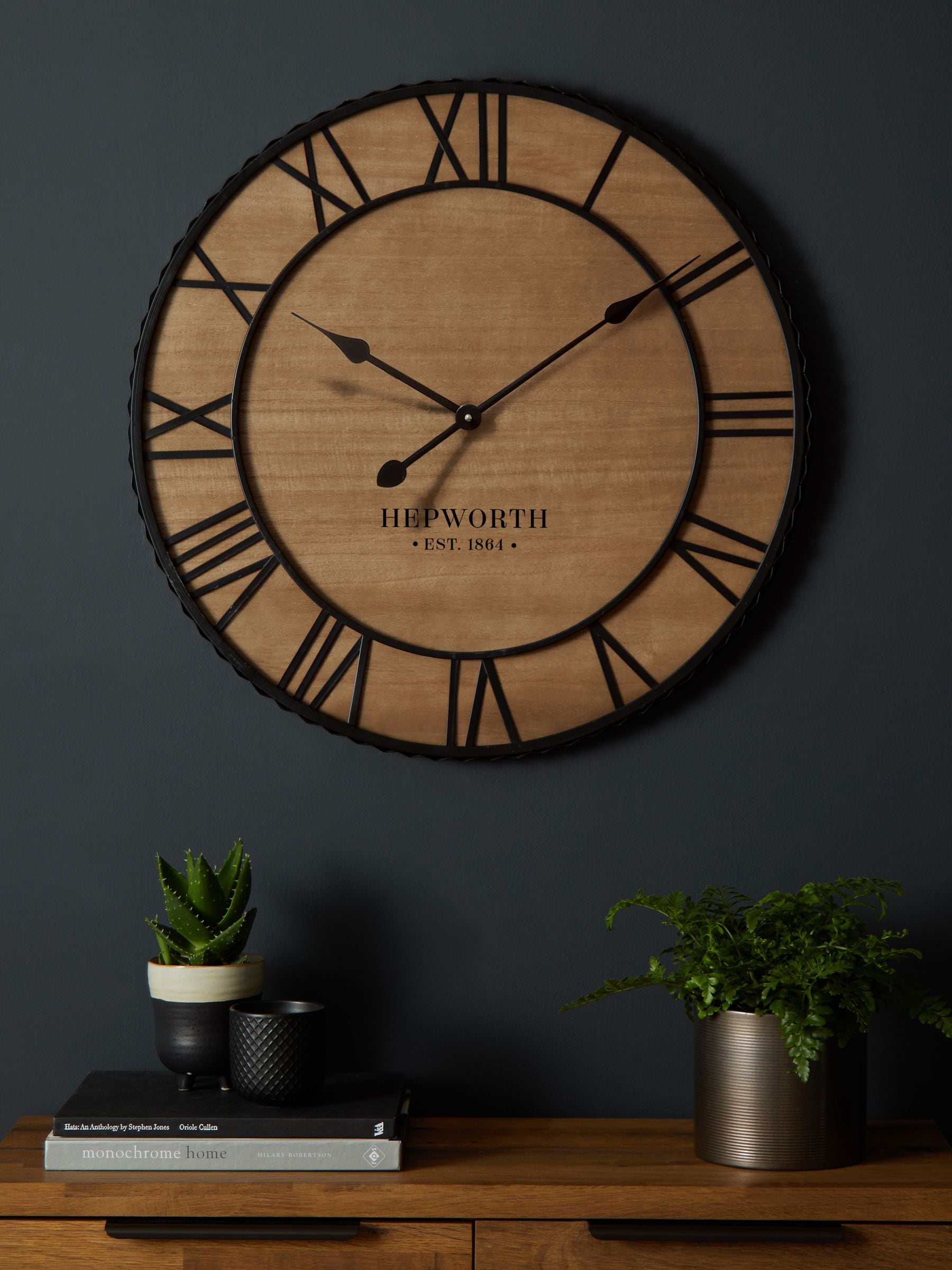 Natural Black Bronx Wooden Wall Clock 30cm