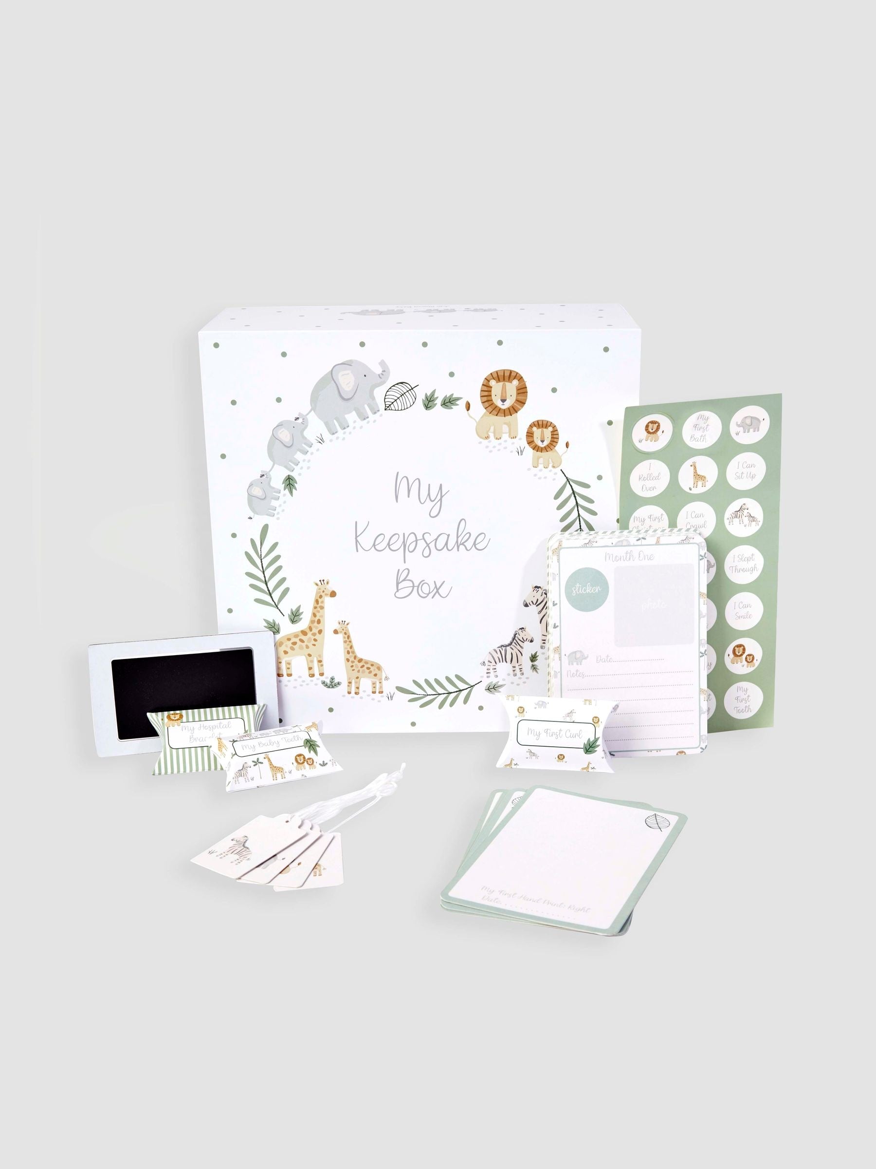 JoJo Maman Bébé baby keepsake memory box with milestone cards, UK version