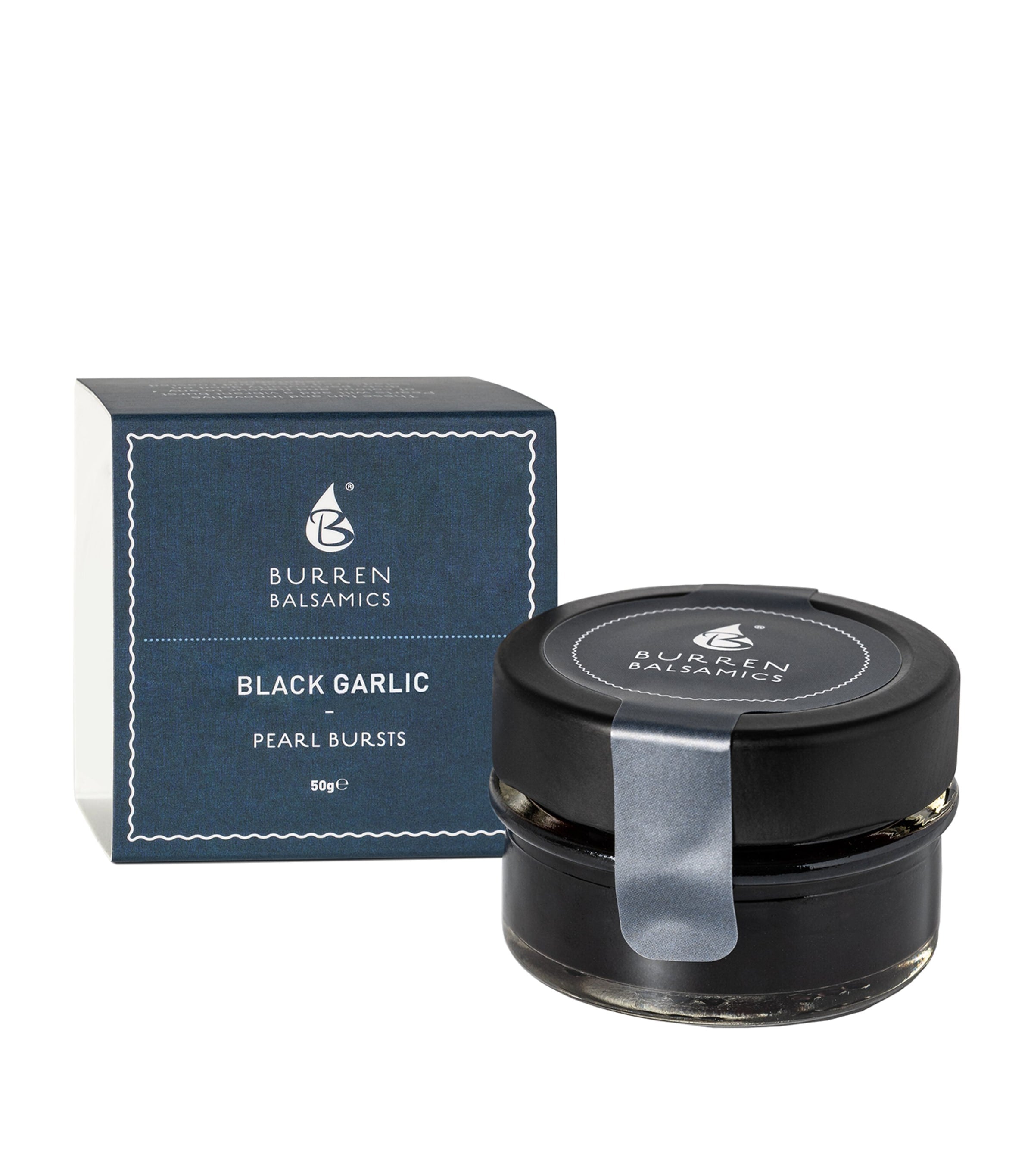 Burren Balsamic black garlic-infused balsamic vinegar pearl bursts 50g - British product
