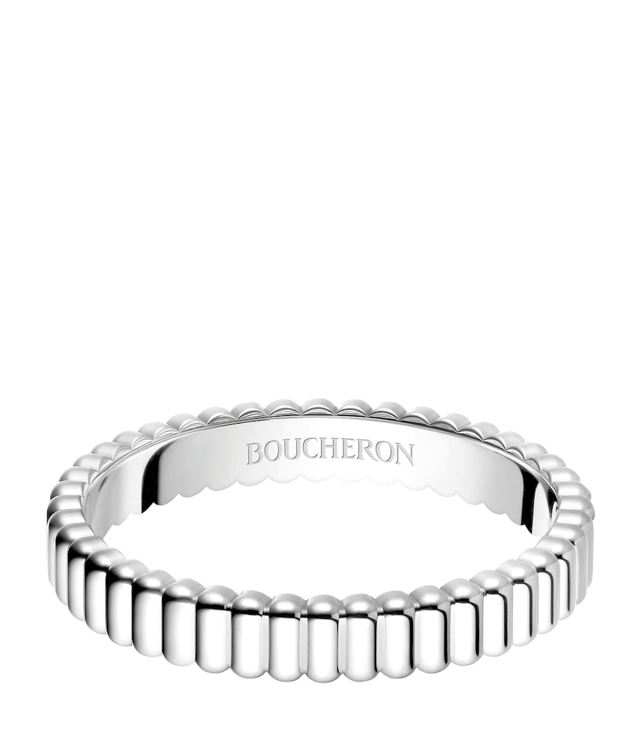 Boucheron white gold grosgrain wedding band, imported from the UK