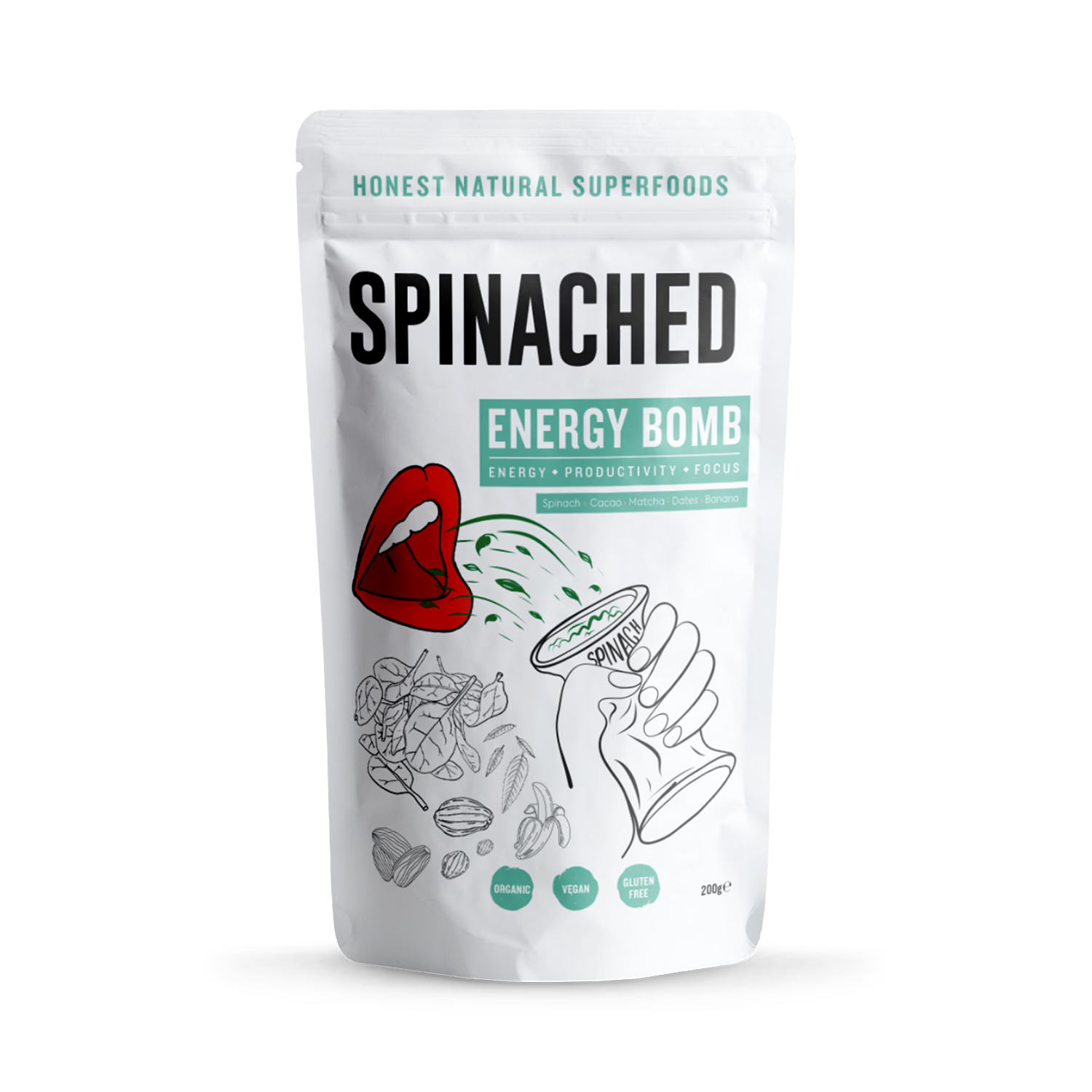Spinached Energy Bomb superfood powder 200g, UK version