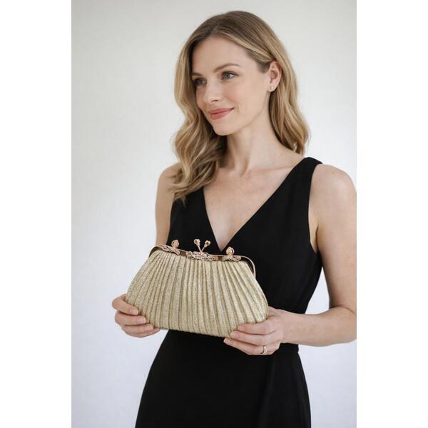 SVNX glitter metallic fibre clutch bag, imported from the UK