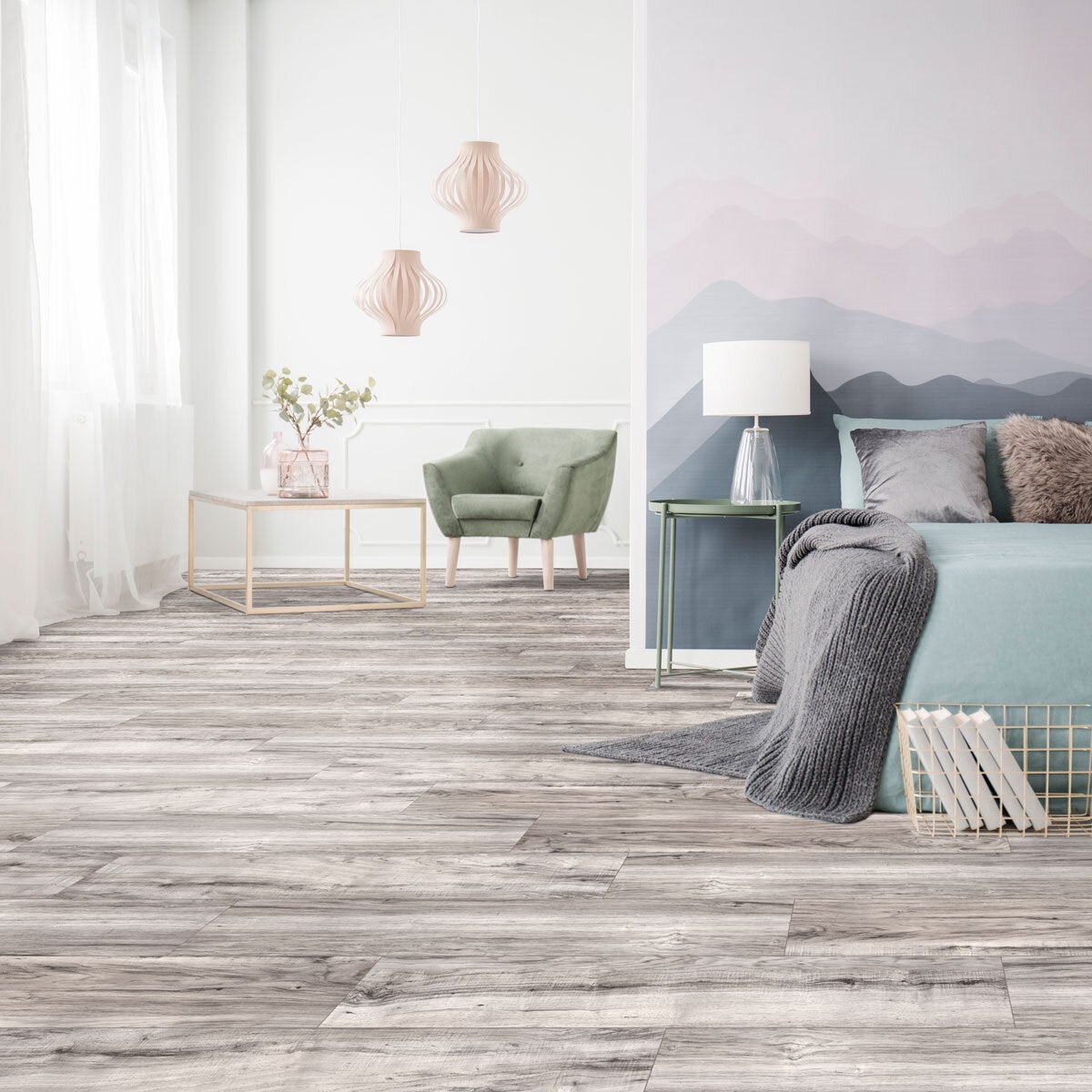 Golden Select grey walnut laminate flooring 14mm thick, UK version
