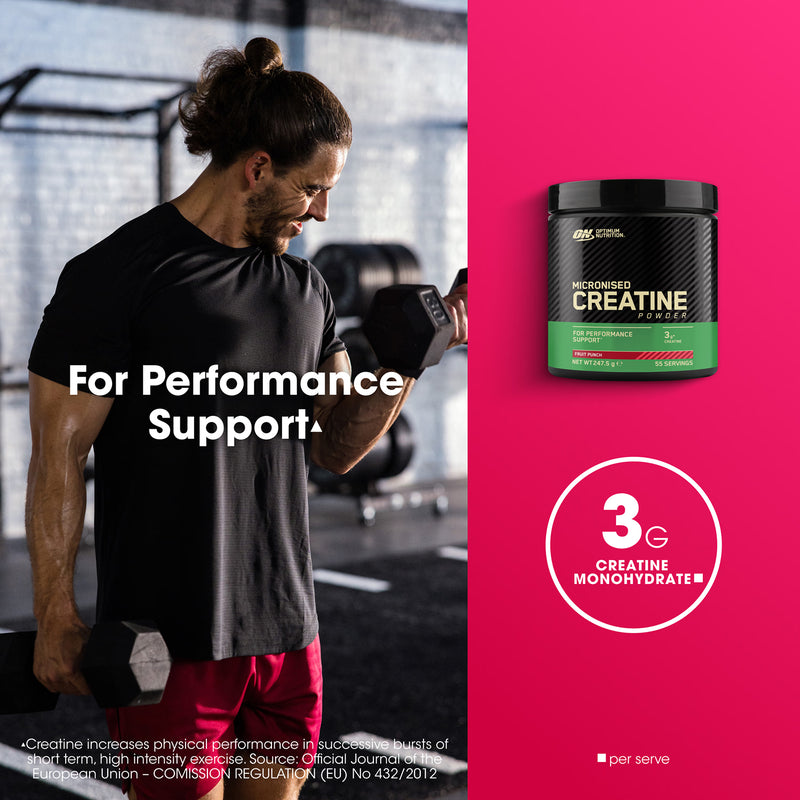 Optimum Nutrition creatine monohydrate fruit punch powder 247.5g (British brand)