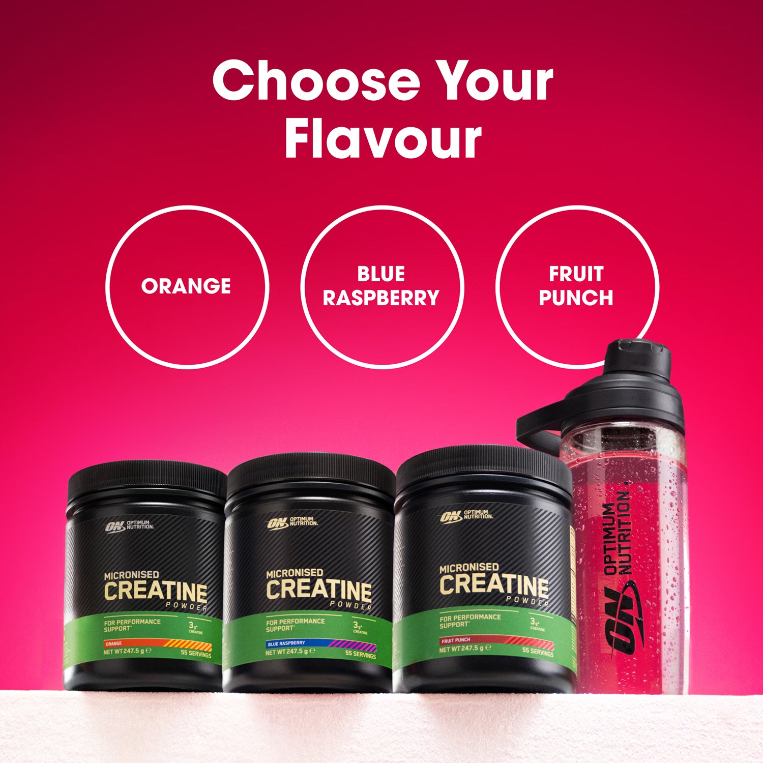Optimum Nutrition creatine monohydrate fruit punch powder 247.5g (British brand)