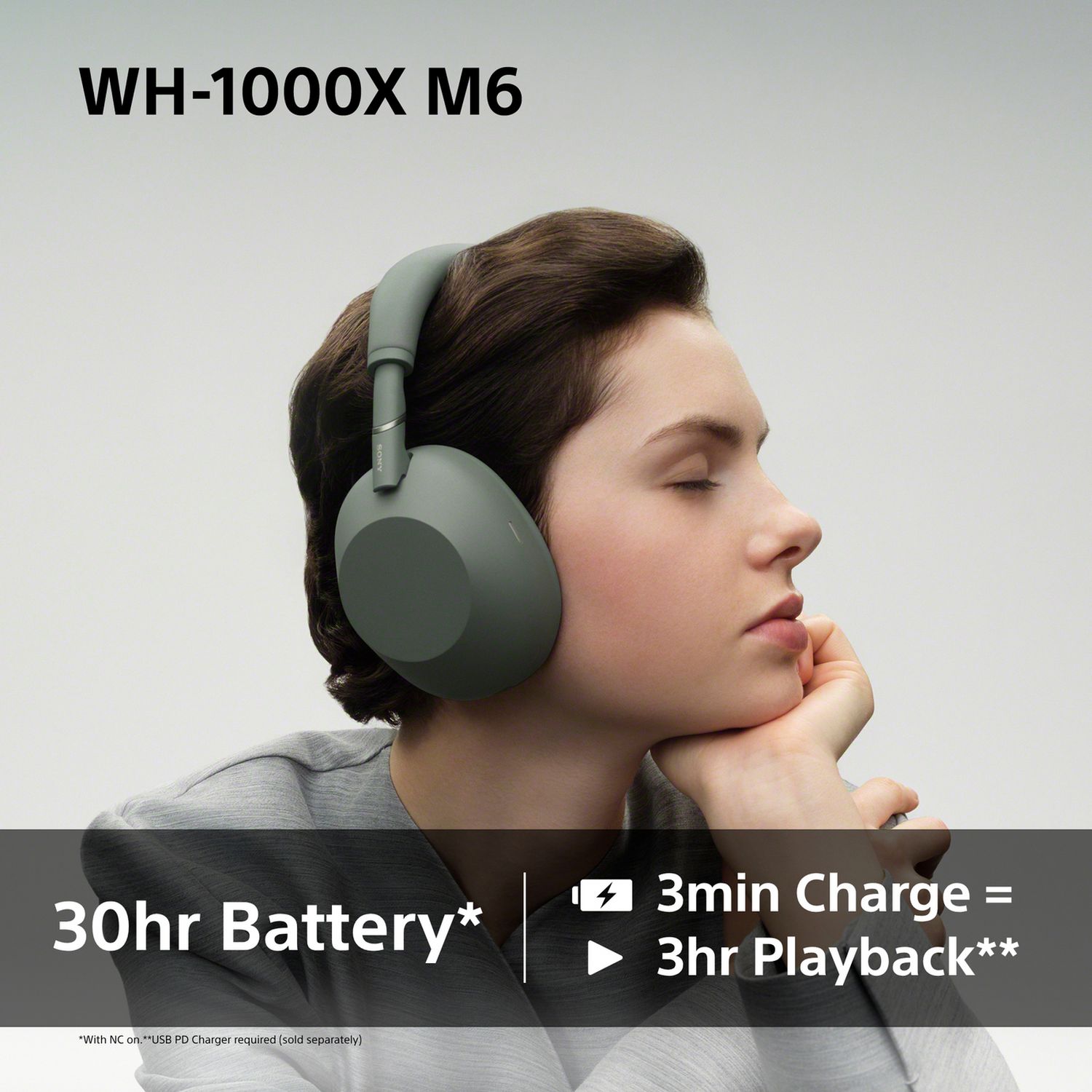 Sony WH-1000XM6 Noise-Cancelling Over-Ear Wireless Headphones - Olive Gray