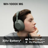 Sony WH-1000XM6 Noise-Cancelling Over-Ear Wireless Headphones - Olive Gray