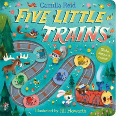 Camilla Reid Five Little Trains interactive preschool book, imported from the UK