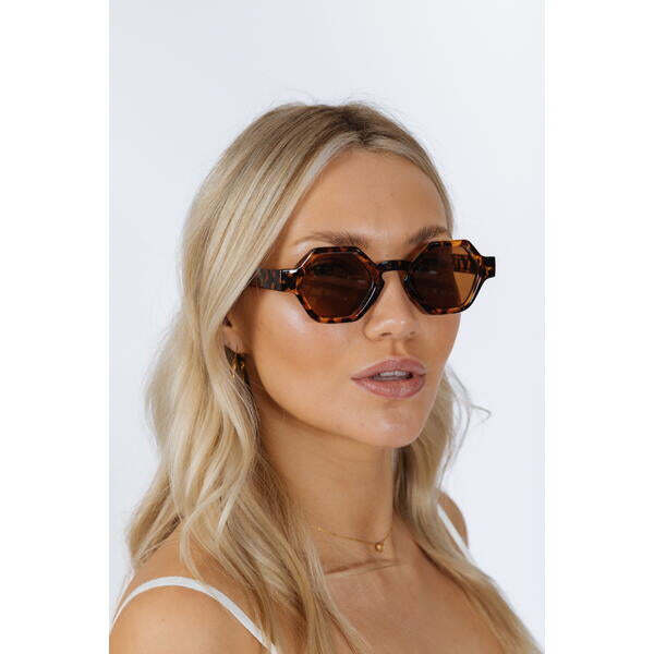 SVNX round hexagon sunglasses tortoise brown, UK version