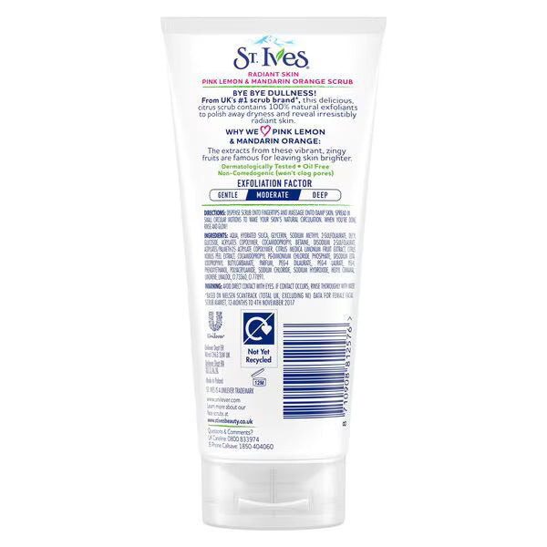 St. Ives Even & Bright pink lemon orange scrub 150ml, imported from the UK