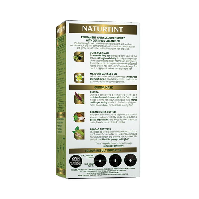Naturtint hair colour gel 2WN radiant natural brown-black (British brand)