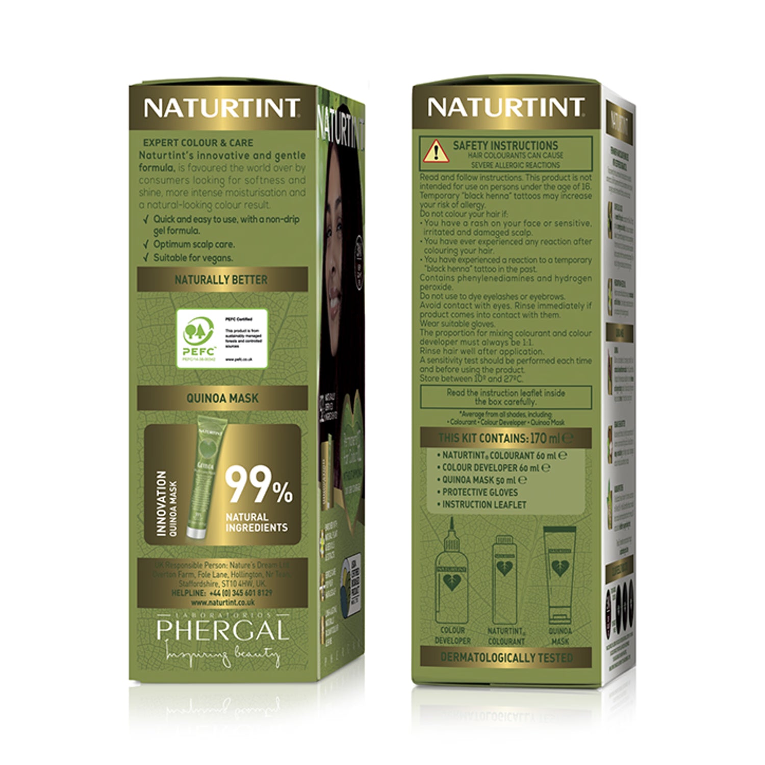 Naturtint hair colour gel 2WN radiant natural brown-black (British brand)