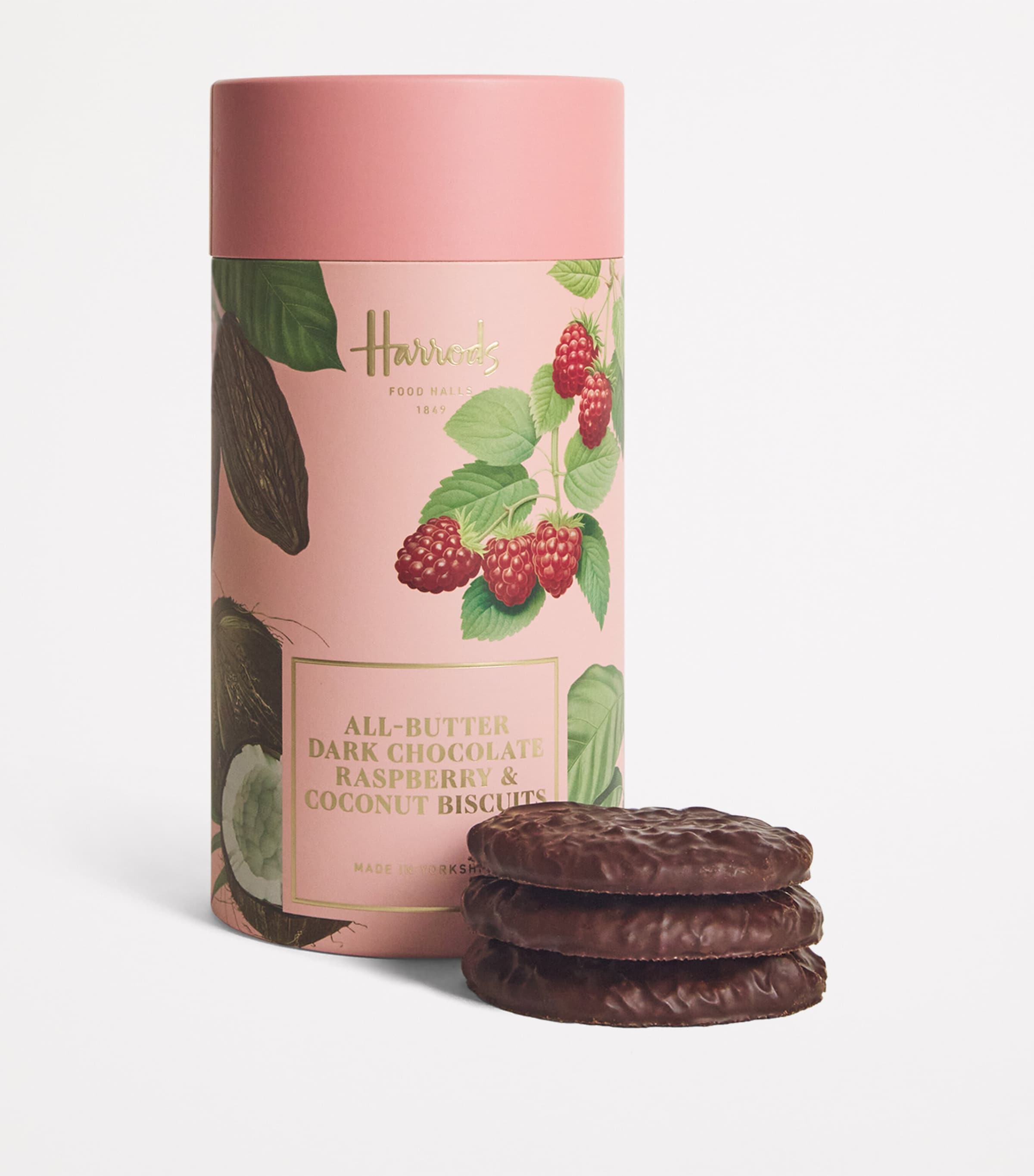Harrods Dark Chocolate Raspberry & Coconut Biscuits 200g, UK version