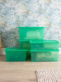 Wham 5 piece green crystal storage boxes set (British brand)