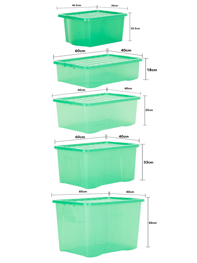 Wham 5 piece green crystal storage boxes set (British brand)