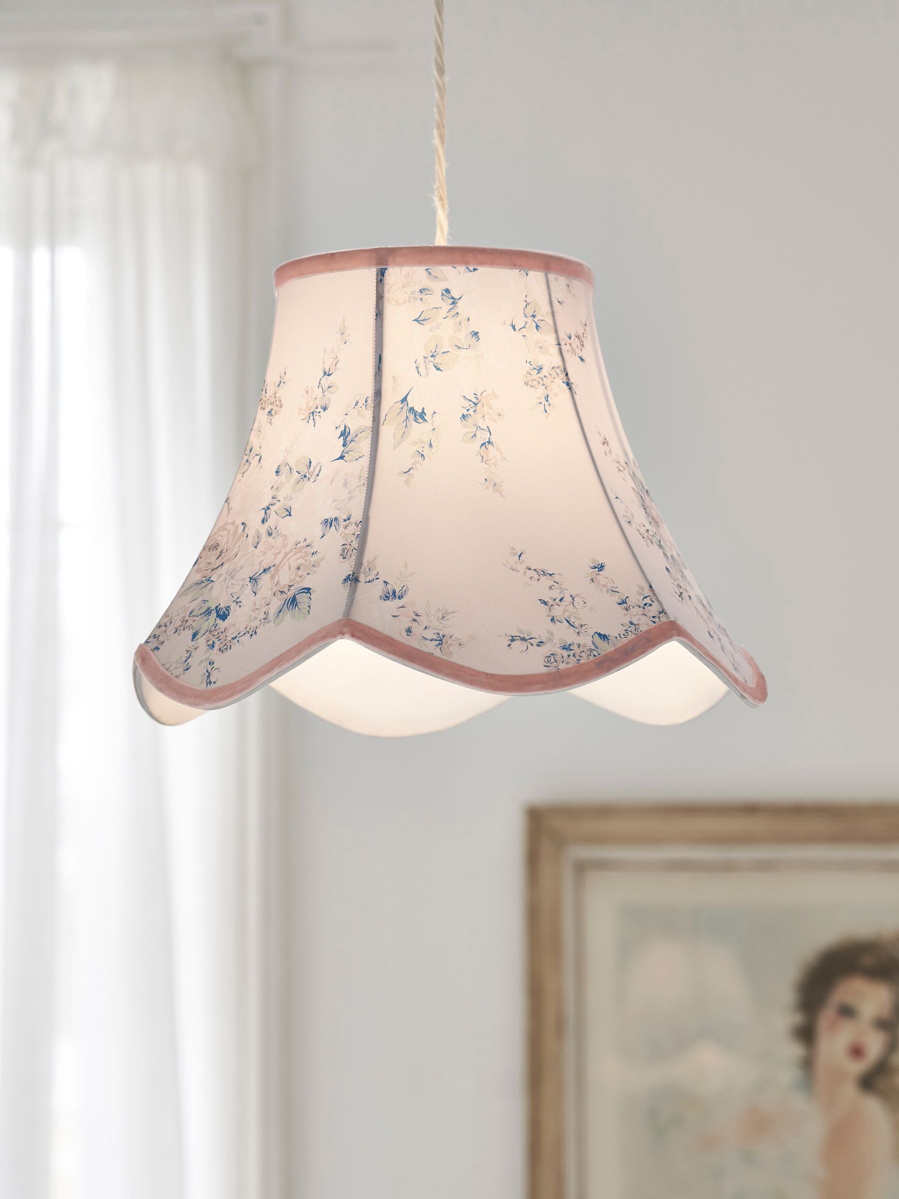 Shabby Chic pink Chloe cotton lampshade 40cm (British brand)