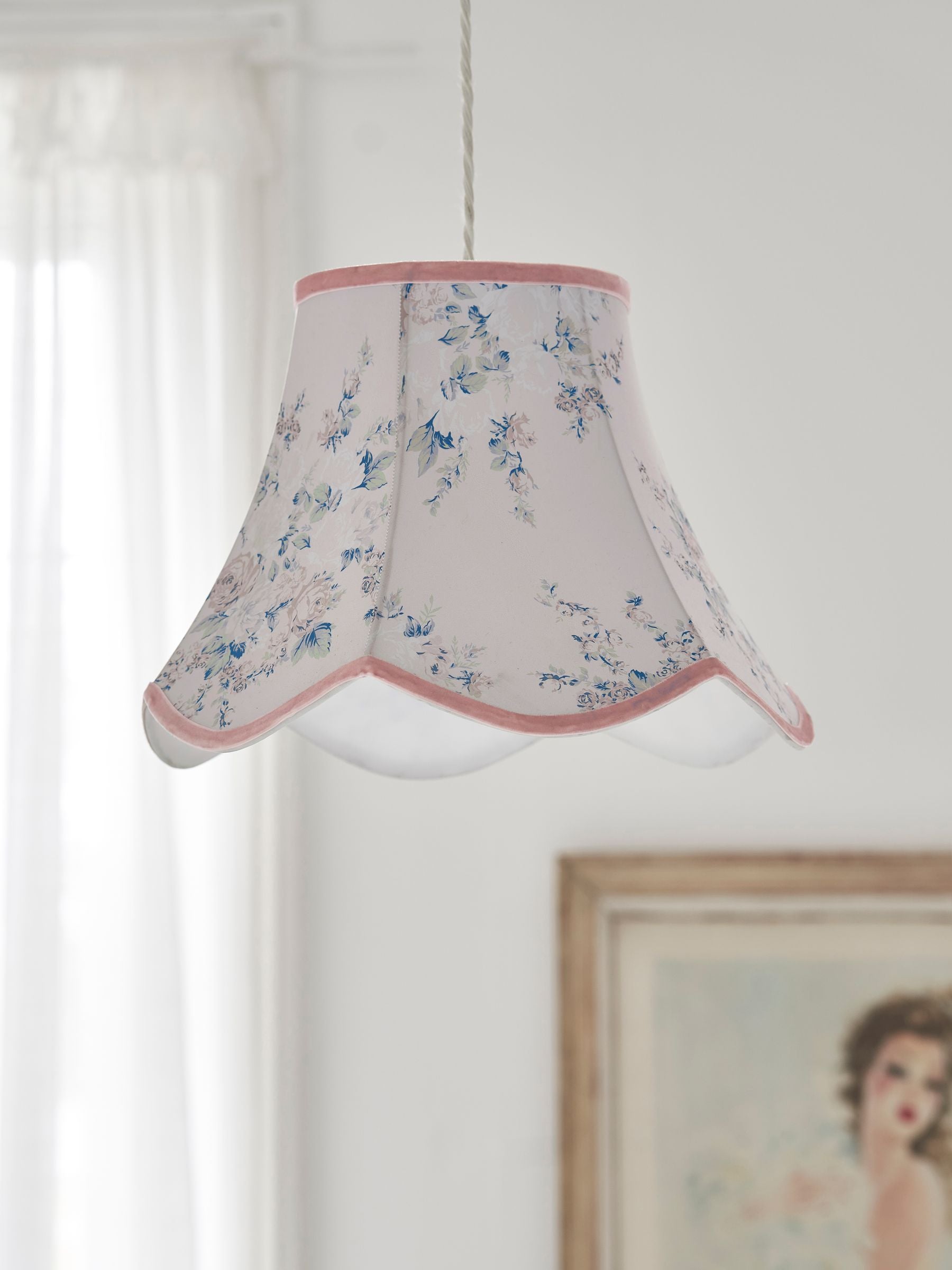 Shabby Chic pink Chloe cotton lampshade 40cm (British brand)