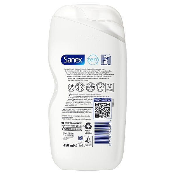 Sanex Zero % Dry Skin Shower Gel 450Ml GOODS Superdrug   