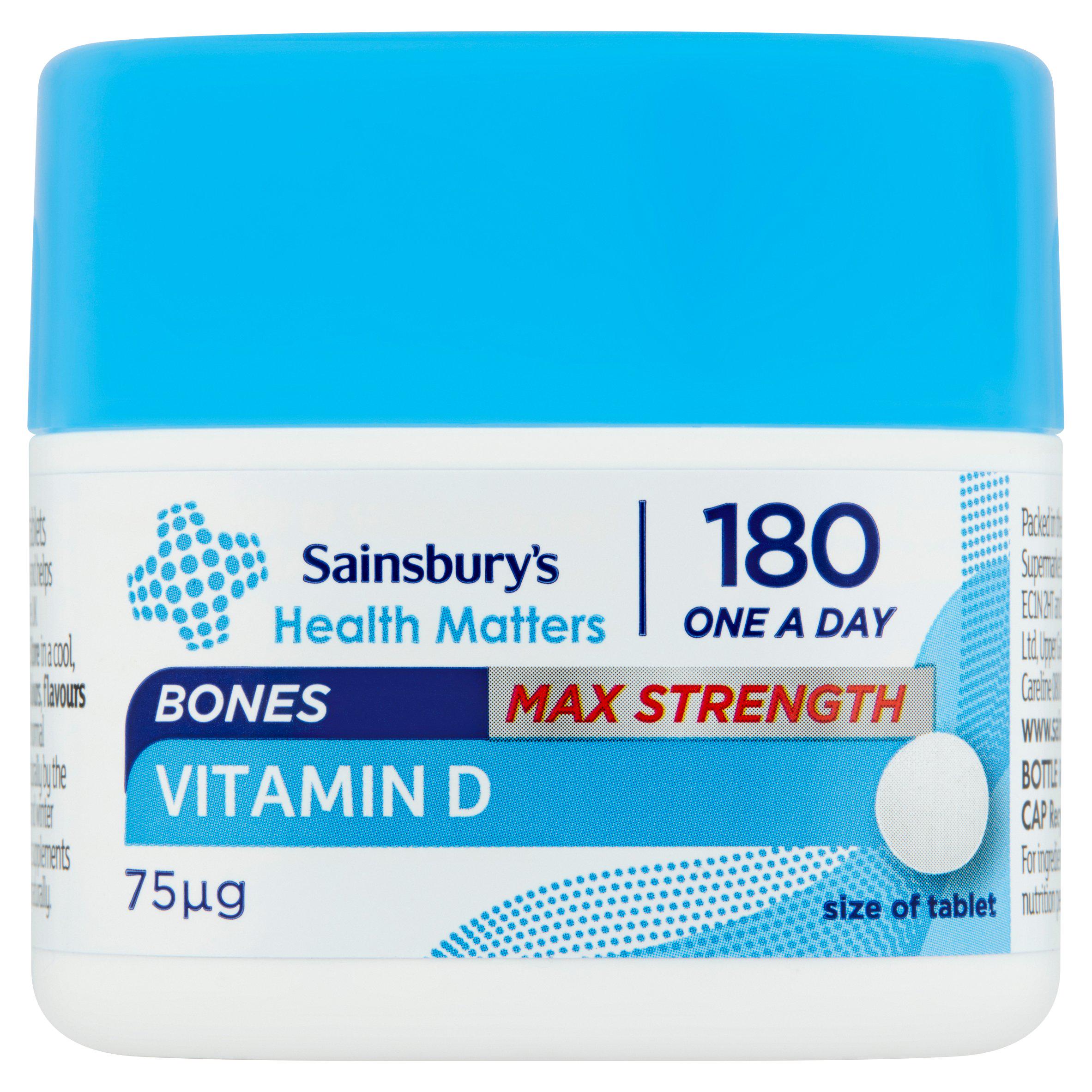 Sainsbury's Max Strength Vitamin D 75ugx180 bone & joint care Sainsburys   