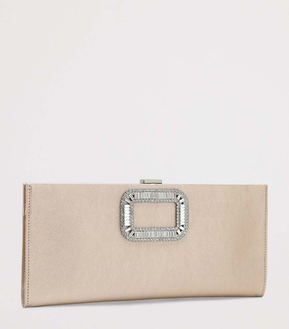 Roger Vivier Pilgrim metallic leather clutch bag (British brand)