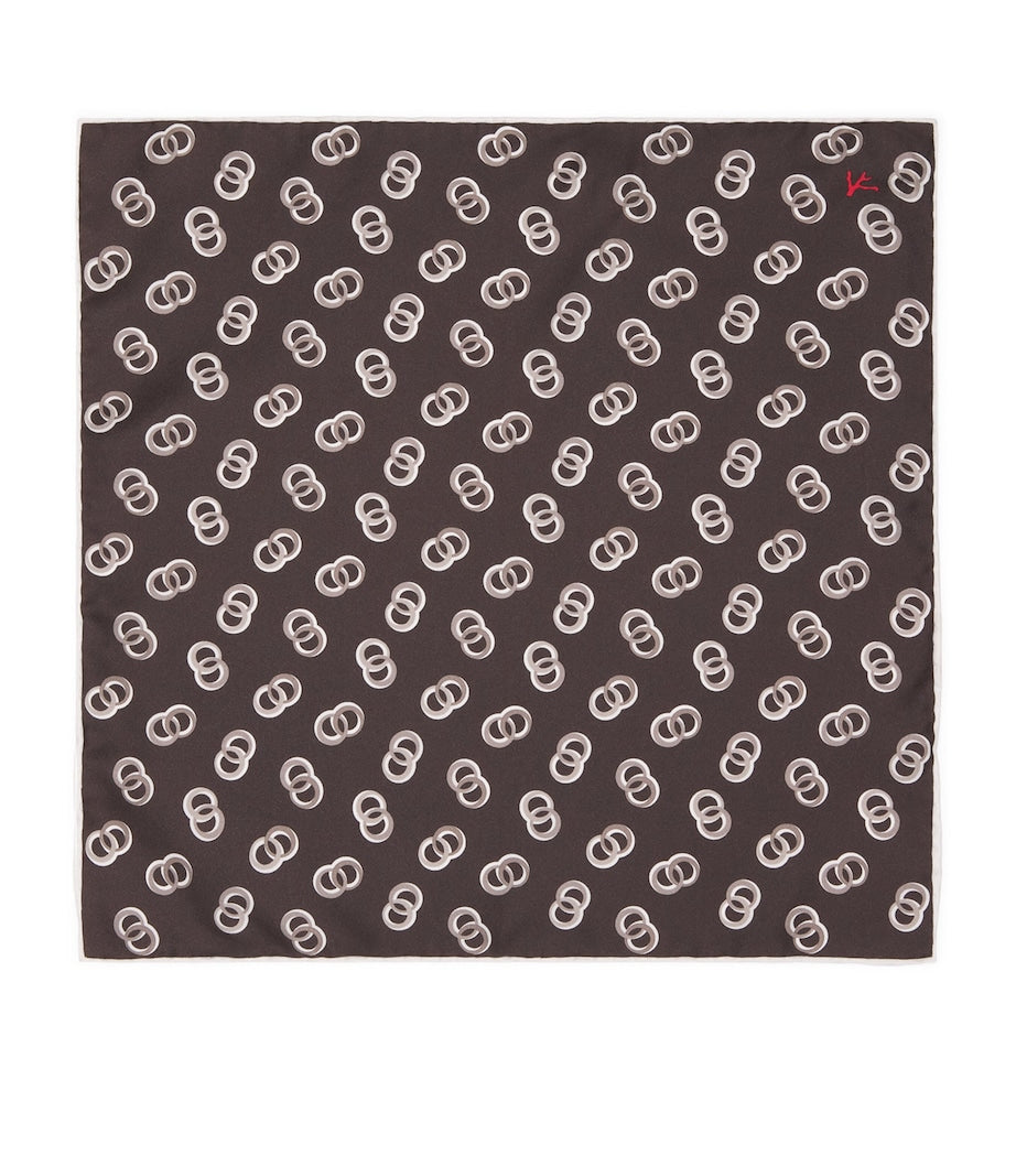 Isaia silk printed pocket square 33cm - British product