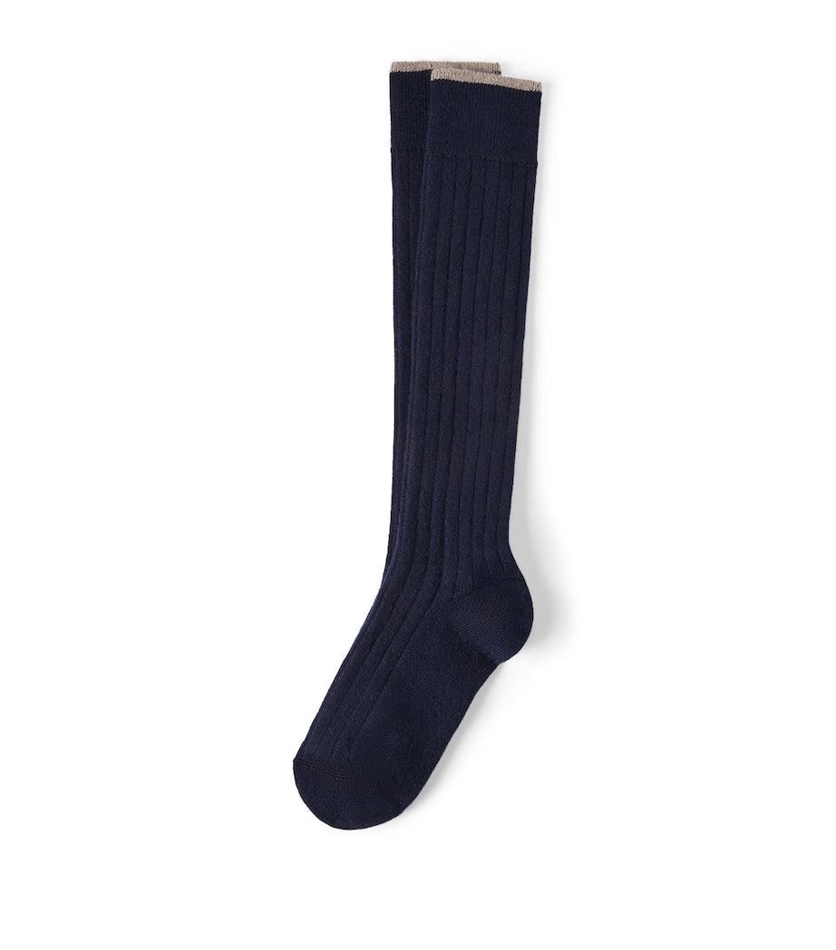 Brunello Cucinelli cashmere ribbed socks, imported from the UK