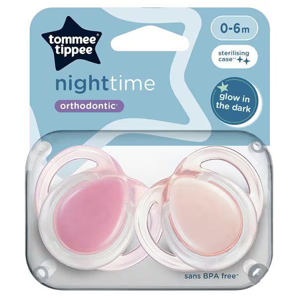 Tommee Tippee Night Soother 0-6m 2 pack (British brand)