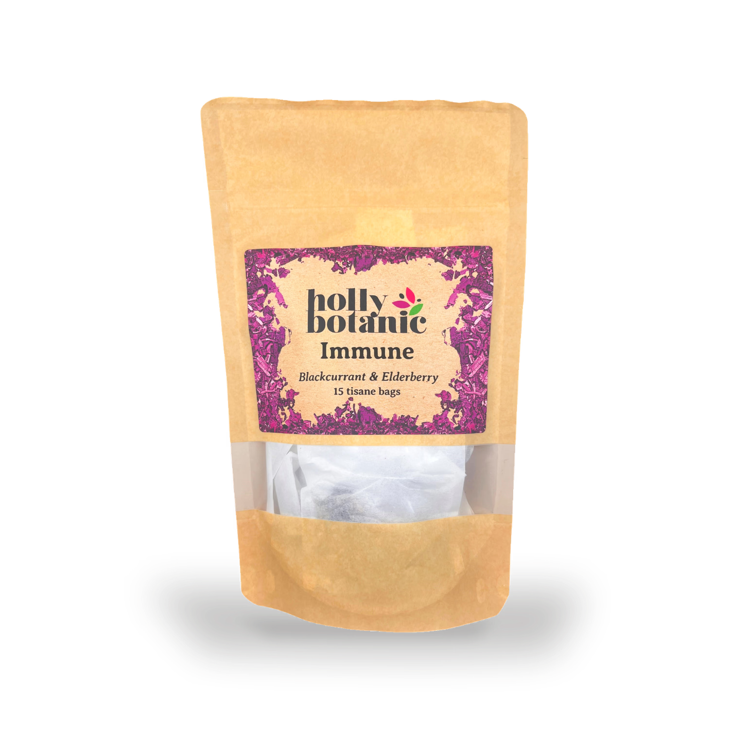 Holly Botanic Immune Tisane blackcurrant elderberry 15 bags, imported from the UK