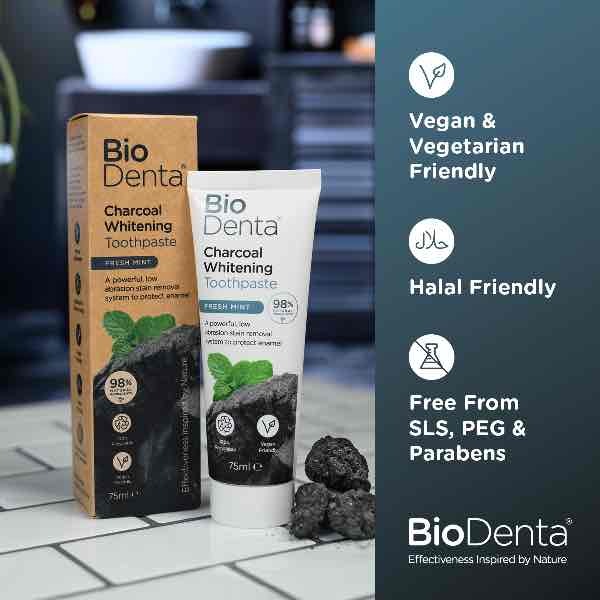 BioDenta Natural Whitening Toothpaste CHARCOAL Vegan-3pk