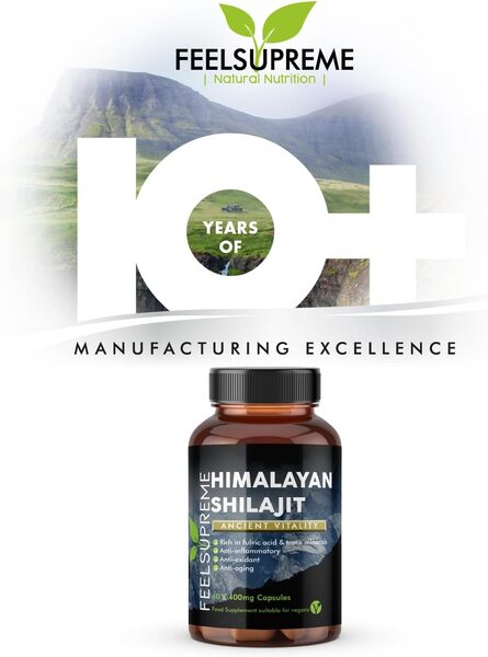 Feel Supreme Himalayan Shilajit supplement 60 capsules, imported from the UK