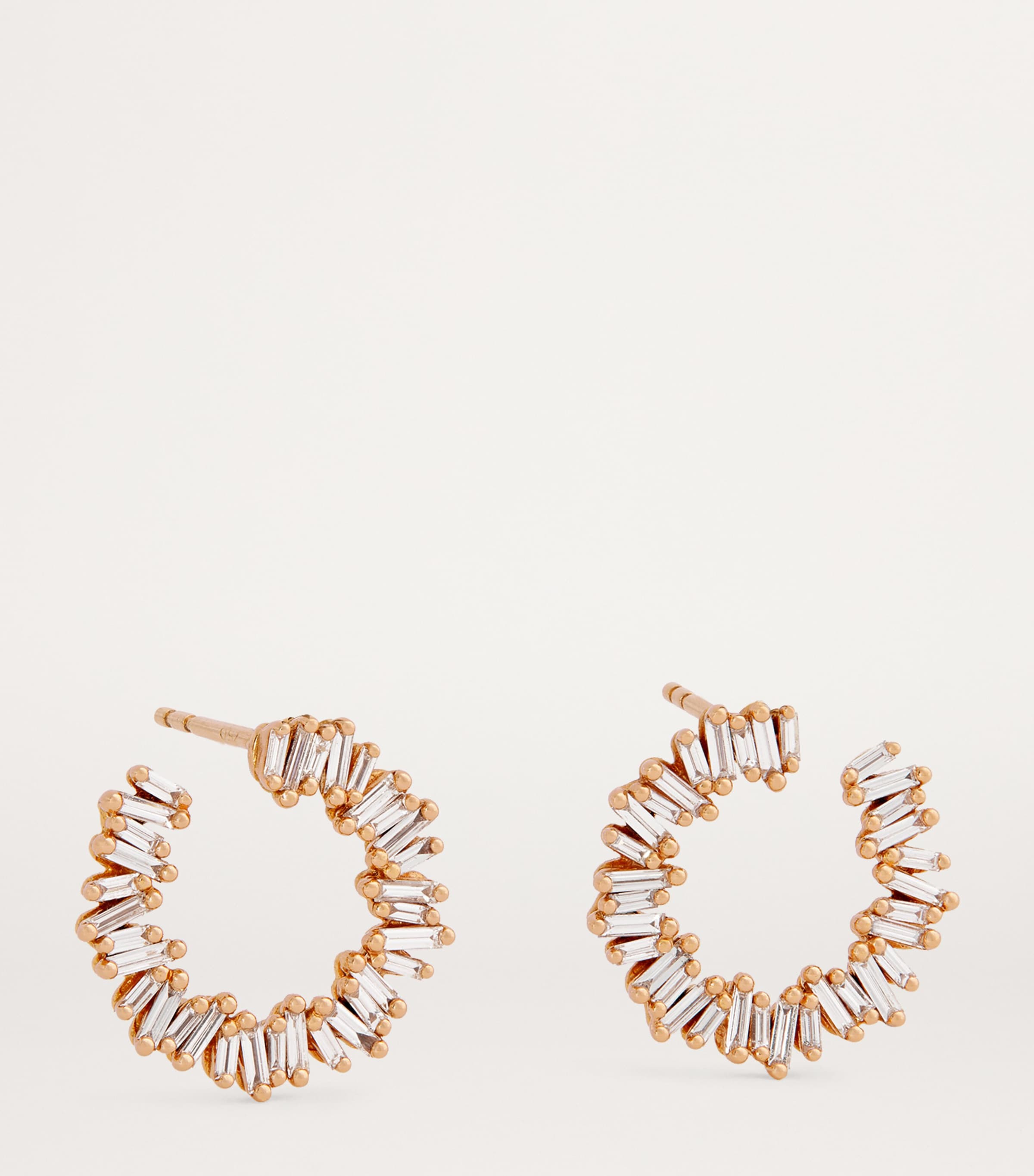 Suzanne Kalan rose gold diamond mini hoop earrings, UK version