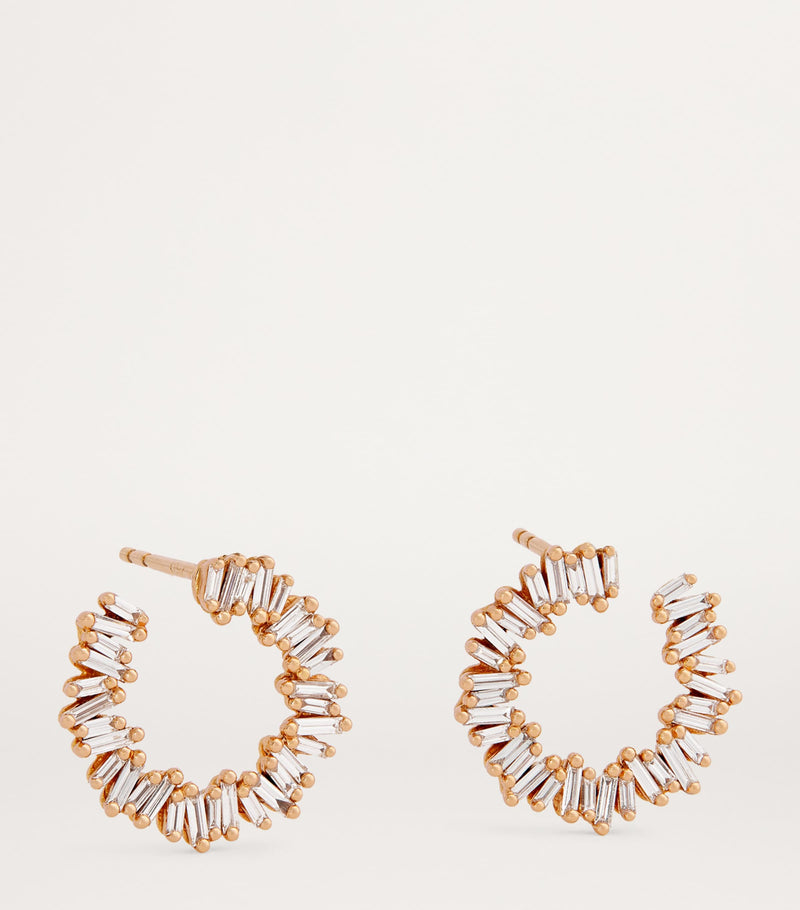 Suzanne Kalan rose gold diamond mini hoop earrings, UK version