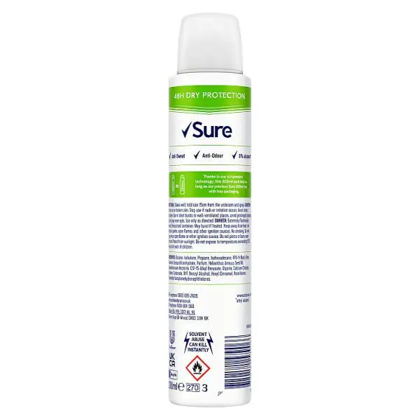 Desodorante antitranspirante en aerosol Sure Pear Jasmine 200 ml (marca británica)