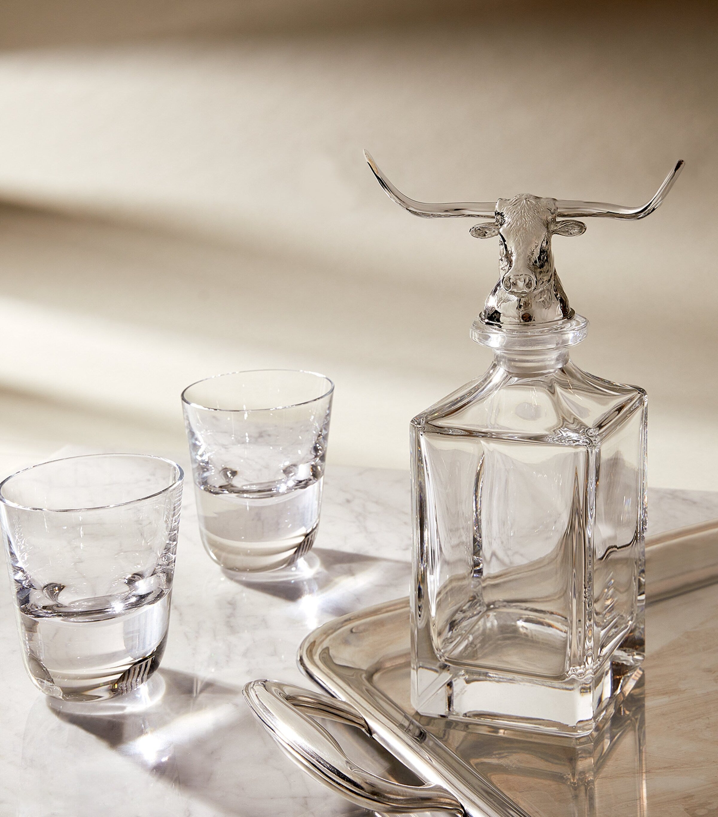 Deakin & Francis crystal longhorn bull decanter 650ml - British product