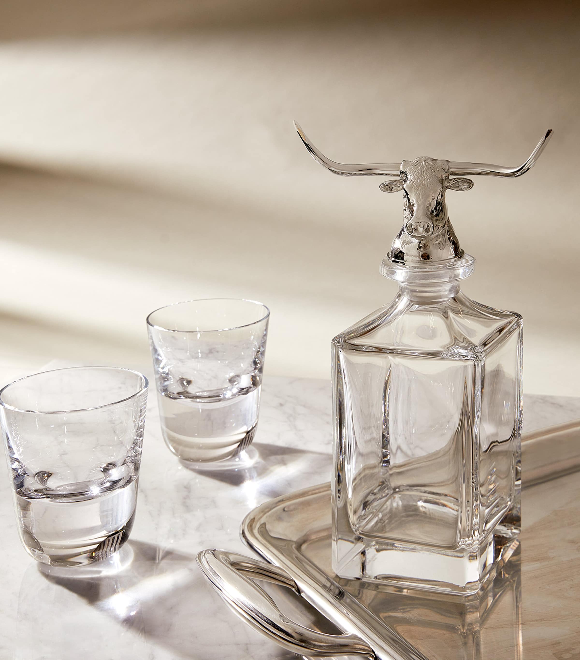 Deakin & Francis crystal longhorn bull decanter 650ml - British product