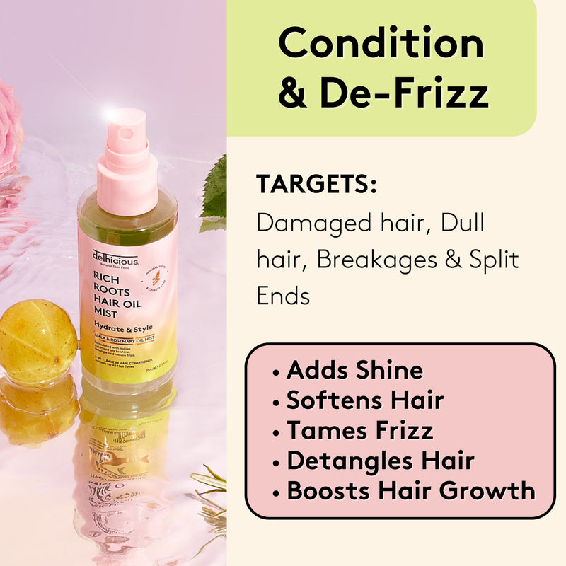 Delhicious 5-in-1 hair oil mist leave in conditioner 75ml - British product