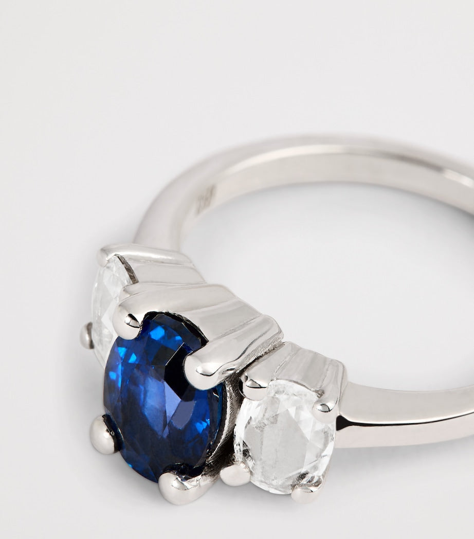 Suzanne Kalan one-of-a-kind ring with blue sapphire and diamonds - British product