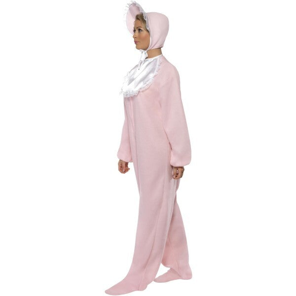 Smiffys pink baby romper fleece bodysuit bonnet bib imported from the UK