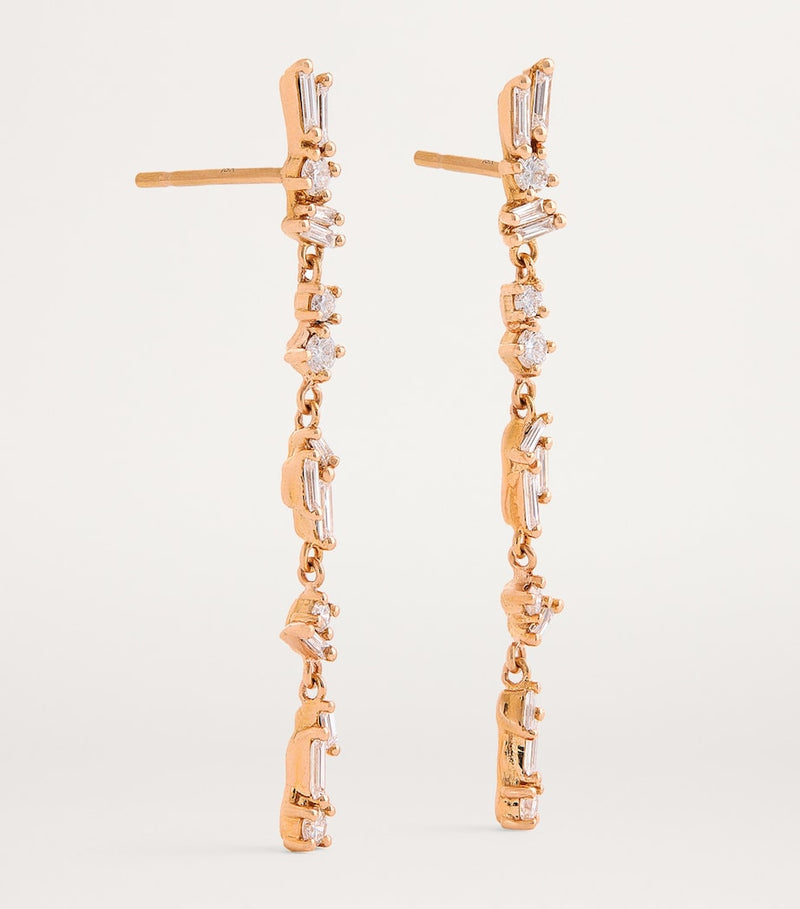 Suzanne Kalan rose gold diamond drop earrings (British brand)