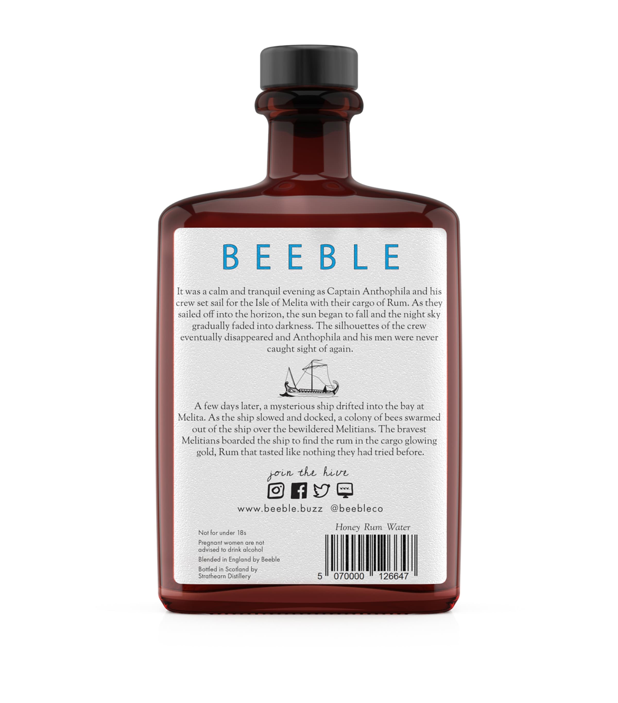 Beeble Swarm Honey Rum Liqueur 50cl - British product